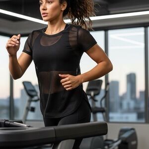 Reflex Black Cotton Mesh Tee can